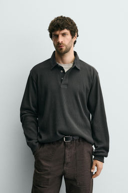 POLO ESTRUCTURA WAFFLE CUELLO COMBINADO / Gris antracita - Zara фото 2