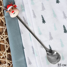 Ложка чайная серебро силикон Олень / B-113 /уп 300/ Новогодняя