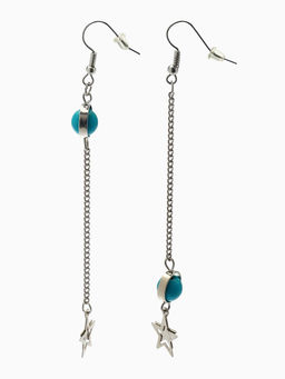 Серьги под натуральный камень «Звёзды» бирюза, голубые в серебре