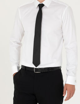 Beyaz Slim Fit Uzun Kollu Basic G_mlek