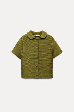 CHUNKY KNIT CARDIGAN WITH PETER PAN COLLAR - Zara фото 3