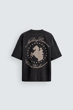 SUDADERA LAVADA GR?FICO CABALLOS / Gris antracita