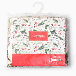 Скатерть новогодняя Доляна Bullfinch 149х220 см, 100% хл, рогожка 164 г/м2  фото 2