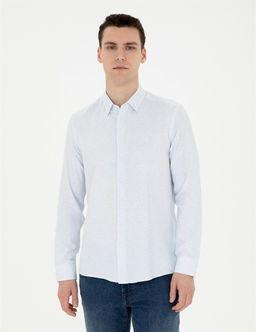 A__k Mavi Slim Fit Uzun Kollu G_mlek