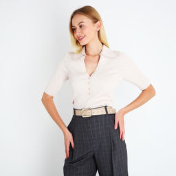 Ремень женский, ширина 3,3 см, пряжка металл, цвет бежевый - Simaland фото 3