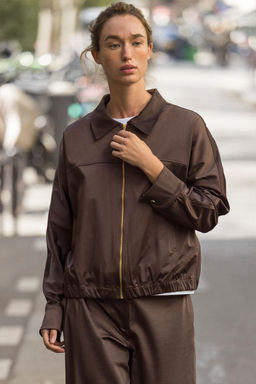 SATIN ZIP-UP JACKET - Zara фото 3