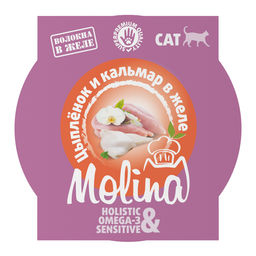 MOLINA. Ламистер для взрослых кошек. Цыпленок и кальмар в желе, 75 г, 1061182