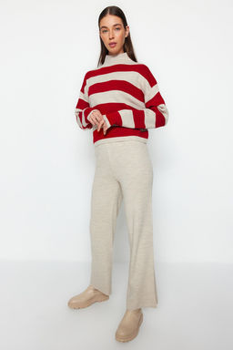 Kahverengi Genis Kal?p Cizgili Triko Alt-Ust Tak?m TWOAW24AU00020 - Trendyolmilla фото 9