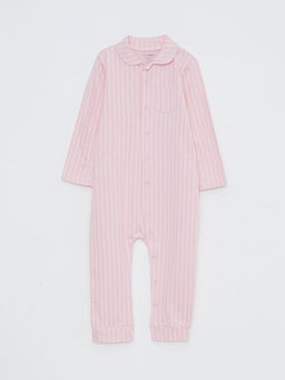 Polo Yaka Uzun Kollu ?izgili Pamuklu K?z Bebek Tulum