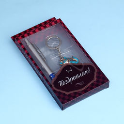 Набор подарочный 2в1 (ручка, брелок кошка) микс