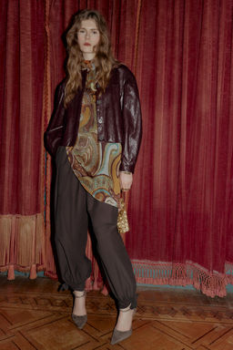 FAUX LEATHER PUFF-BALL BOMBER JACKET