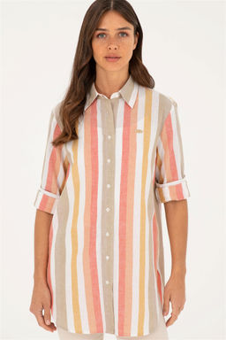 Женская пудровая рубашка с длинным рукавом Неожиданная скидка в корзине - U.s. polo assn фото 3