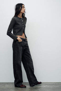 PLAIN KNIT CROPPED JACKET - Zara фото 3
