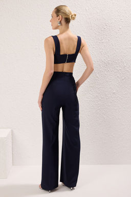 TRENDYOLMILLA Lacivert Genis Paca S?rt Detayl? Uzun Dokuma Tulum TWOSS25TU00019 фото 8