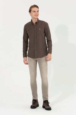 U. S. Polo Assn / Мужская рубашка кокосового цвета Uzunkol Basic - U.s. polo assn фото 4