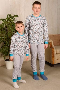 Пижама подростковая из джемпера и брюк из кулирки Олененок голубой - Амадэль фото 6