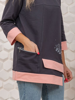 853 Туника "серый/пудра"