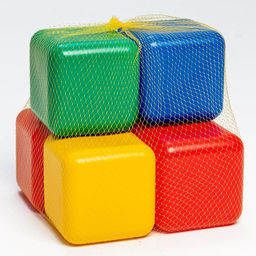Кубики детские, пластиковые, цветные, 6 штук, 12×12 см