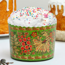 Цена за 1400 шт. Форма для выпечки кулича бумажная Деко-про «Хохлома», одноразовая, 13.4×10 см, МИКС