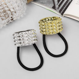 Цена за 6 шт. Резинка для волос «Модная штучка» с кольцом, глянец рельеф, МИКС