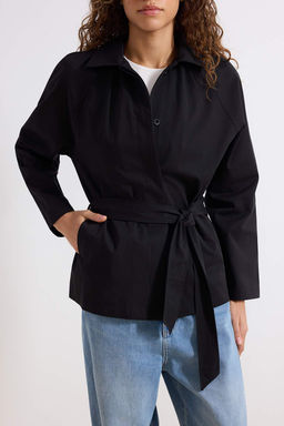 Siyah Oversize Kusakl? K?sa Trenckot TWOSS26TR00003 - Trendyolmilla фото 3