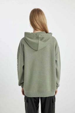 Плотный свитшот оверсайз с капюшоном Cool Guns N Roses - Defacto фото 6