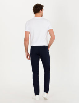 Темно-синие брюки из льняной ткани морковного кроя - Cacharel фото 4