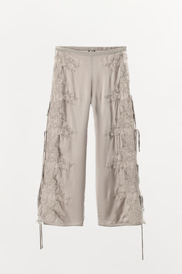 PANTAL?N SATINADO ENCAJE ABERTURAS / Gris - Zara фото 4