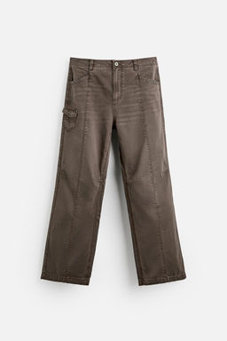 STITCHED WASHED-EFFECT TROUSERS - Zara фото 6