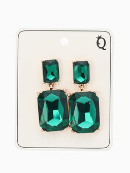 Серьги со стразами «Клео» классика, цвет изумрудный в золоте