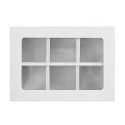 Цена за 2 шт. Коробка для 6 конфет с окном, белая, 13.7×9.85×3.85 см