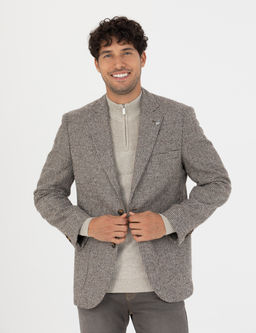 Kahverengi Slim Fit Y_n Kar___ml_ Ceket