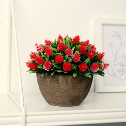 Искусственный цветок в горшке Многослойные бутоны, 13?11 см, МИКС