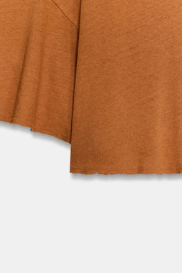 CAMISETA CAPA ALGOD?N Y LINO / Naranja quemado