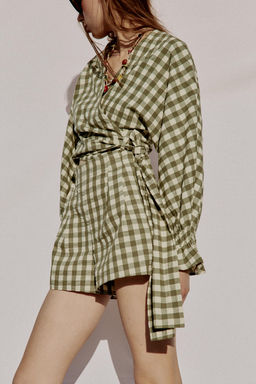 SHORTS CUADRO VICHY / Verde medio - Zara фото 3