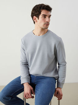 Bisiklet Yaka Uzun Kollu Erkek Sweatshirt