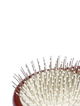 Расческа деревянная, массажная, 19,5х9,5х3,5 см, круг, с металлическими зубчиками - Банные штучки фото 5