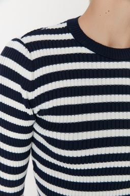 Lacivert Basic Cizgili Triko Kazak TWOAW21KZ0942