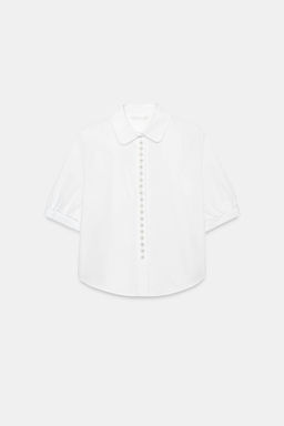 CAMISA POPEL?N PERLAS / Blanco