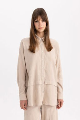 Relax Fit Muslin Uzun Kollu Gomlek Tunik