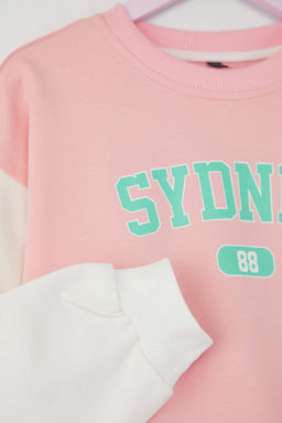 Ac?k Pembe 100% Pamuk Slogan Bask?l? Oversize Orme K?z Cocuk Sweatshirt TKDAW26SW00005 - Trendyolmilla фото 5