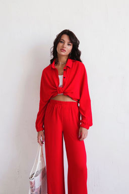 9599 Костюм в пижамном стиле красный