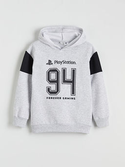 Kap??onlu PlayStation Bask?l? Erkek ?ocuk Sweatshirt