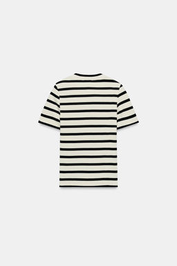 CAMISETA RIB ESCOTE REDONDO / Blanco / Negro