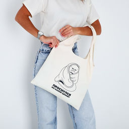 Сумка мешок Котик, 40 х 35см, бежевая