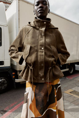 HOODED FAUX SUEDE JACKET - Zara фото 2