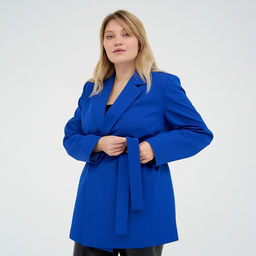 Пиджак женский с поясом MIST plus-size, размер 60, синий