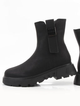 04-WD018-1M BLACK Ботинки зимние женские (натуральная кожа, 100% шерсть)