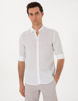 Beyaz Slim Fit Uzun Kollu G_mlek