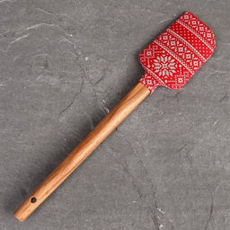 Лопатка кулинарная силиконовая 23 см с деревянной ручкой/ G-970 /уп 300/